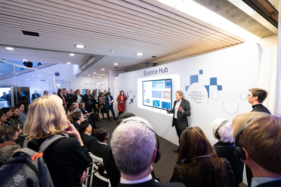 Exhibition hall with visitors